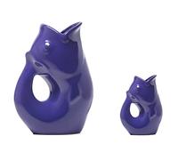 Gurgle Pot Brocca per pesci, set da 2, blu indaco, design francese, grande brocca da 1,2 l, con bambino Gurgle Pot.