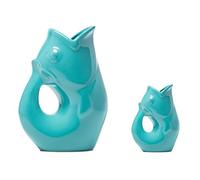 Gurgle Pot Set di 2 brocche per pesci, design di ispirazione francese, grande brocca da 1200 ml, con crema abbinata, Aqua, la perfetta stoviglie per interni o esterni, 100 ml e 7,6 l