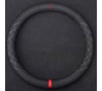GuriDo Coprivolante Auto per Twingo RS 2014 2015 2016 2017 2018 2019, Copri Sterzo in Pelle Microfibra Copertura Volante Antiscivolo Traspirante Coprivolanti Accessori,B/Round~Type-E/Black~Red