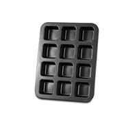 Gurlideo 12 mini teglie per torte quadrate, teglia per torta Brownie, antiaderente in acciaio al carbonio per forno e forno, grigio