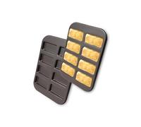 Gurlideo Mini teglia per il pane in acciaio al carbonio per torte, pane, teglia da forno a 8 cavità per forno, mini bar, granola e pane di mais (nero)