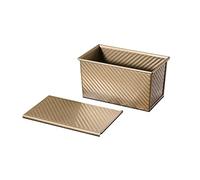 Gurlideo Teglia per pane tostato, teglia per pane con coperchio, antiaderente, teglia per pane e pane con fori di ventilazione, in acciaio al carbonio, 450 g, colore: oro champagne