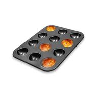 Gurlideo Teglia per torte al burro, riso, muffin, 12 cavità, a forma di castagna, antiaderente, per forno (nero)