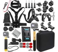 Gurmoir Kit di accessori per Gopro 13/12/11/Max 2/DJI Osmo Action 6/5 pro/4/Insta 360 X5/X4 e più fotocamera d'azione, Supporto bici per manubrio/Supporto per casco Kit per Gopro/Insta 360 (DT18)