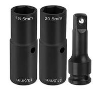 Gurtt Dado per dadi ruota 19,5 18,5 20,5 21,5 mm chiave a doppia testa per dado, set di prese di alimentazione in acciaio al cromo molibdeno da 1/2 pollici