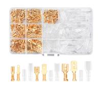 Gurtt Set di capicorda da 540 pezzi, connettore piatto da 2,8 mm, 4,8 mm, 6,3 mm, assortimento di connettori piatti (maschi e femmina) con manicotto isolante, morsettiera per collegamenti a filo