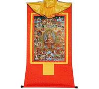Guru-Saint Padmasambhava e Divinità della Scuola Nyingma, Arte della Pittura Thangka Tibetana, Arazzo di Buddha con Pergamena (Colore : Blu, Dimensioni : Large 85cm*63cm） (Color : Red, Size : Smal