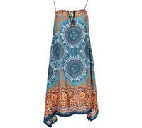 GURU-SHOP, Abito Boho Dashiki Midi, Abito con Cinturino, Abito da Spiaggia per Donne Forti, Blu, Sintetico, Dimensione Indumenti:One Size, Abiti Midi Lunghi