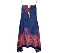 GURU-SHOP, Abito Boho Mandala Midi, Abito con Cinturino, Abito da Spiaggia per Donne Forti, Blu/Fucsia, Sintetico, Dimensione Indumenti:One Size, Abiti Midi Lunghi