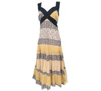 GURU SHOP Abito estivo maxi abito da spiaggia lungo donna sintetico, Beige/Giallo, 46