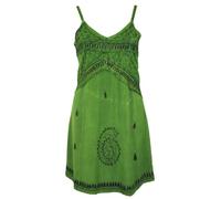 GURU-SHOP, Abito Indiano Ricamato, Mini Abito Boho, Verde, Sintetico, Dimensione Indumenti:40, Abiti Corti