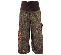GURU SHOP Ampio Pluderhose Con Ampia Fascia In Vita E Ricamo A Mandala, Marrone Cioccolato, Cotone, Dimensione Indumenti:L/Xl (42), Pantaloni Pluderhosen E Aladin
