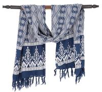 GURU SHOP Bali Batik Sarong, arazzo da parete, gonna fasciatoio, abito da Sarong, telo da spiaggia, da uomo/donna, blu, sintetico, taglia: unica, rombo/blu scuro, Taglia unica