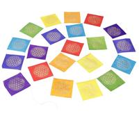 GURU SHOP Bandiera di preghiera in carta, 2,5 m, decorazione buddista in carta lokta, fiore di vita, 11 x 11 cm