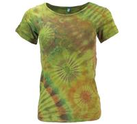 GURU SHOP Batik Hippie - Maglietta da donna con scollo a V, Verde lime , 44