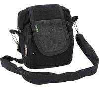 GURU SHOP Borsa a tracolla naturale, stile boho, in misto canapa, cotone, per fotocamera, colore oliva, unisex, per adulti, 20 x 16 x 4 cm, Nero , taglia unica