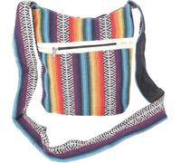 GURU SHOP Borsa a tracolla piccola boho, stile etnico, blu, uomo/donna, cotone, 25 x 25 x 12 cm, alternativa, borsa a tracolla in tessuto, arcobaleno, taglia unica