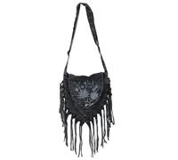 GURU SHOP Borsa a tracolla ricamata in stile etnico | 100% cotone, unisex, quattro scomparti separati, tracolla regolabile, ecologico