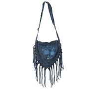 GURU SHOP Borsa a tracolla ricamata in stile etnico | 100% cotone, unisex, quattro scomparti separati, tracolla regolabile, ecologico
