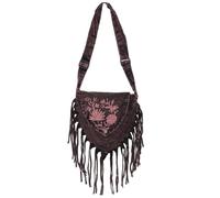 GURU SHOP Borsa a tracolla ricamata in stile etnico | 100% cotone, unisex, quattro scomparti separati, tracolla regolabile, ecologico