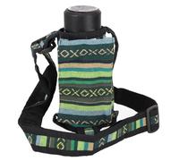 GURU SHOP Borsa colorata per bottiglie d'acqua Ethno, borsa per bottiglie - verde, uomo/donna, cotone, dimensioni: taglia unica, 22 x 7 x 7 cm, alternativa a tracolla in tessuto, verde, taglia unica,