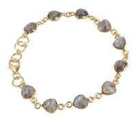 GURU SHOP Braccialetto indiano boho, placcato in oro, in argento sterling con pietre semipreziose - labradorite
