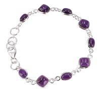 GURU SHOP Braccialetto indiano in argento boho, con pietre preziose - ametista