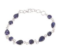 GURU SHOP Braccialetto indiano in argento boho, con pietre preziose, normale, Argento sterling, Non pietra preziosa