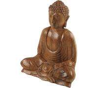 Guru-Shop Buddha di Legno, Statua di Buddha, Fatto a Mano 20 cm, Dhyana Mudra - Design 5, Marrone, Buddha