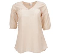 GURU SHOP Camicetta leggera in cotone a righe con scollo a V, da donna, in cotone, Bianco/beige, 42