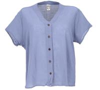 GURU SHOP Camicia basic a maniche corte in cotone con bella scollatura, colore bianco naturale, da donna, beige, cotone, Blu, 42