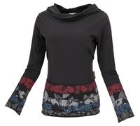 Guru-Shop, Camicia con Cappuccio Patchwork con Cappuccio a Scialle, Nera, Cotone, Dimensione Indumenti:XL (42), Maglioni, Felpe a Maniche Lunghe