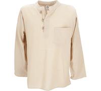 Guru-Shop, Camicia da Pesca Nepal, Camicia Hippie Goa, Camicia Yoga, Camicia Casual, Beige, Cotone, Dimensione Indumenti:XL, Camicie