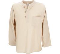 Guru-Shop, Camicia da Pesca Nepal, Camicia Hippie Goa, Camicia Yoga, Camicia Casual, Beige, Cotone, Dimensione Indumenti:M, Camicie