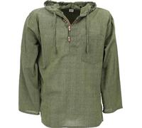Guru-Shop, camicia da uomo, stile hippie, abbigliamento alternativo Olive L