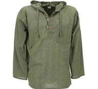 Guru-Shop, camicia da uomo, stile hippie, abbigliamento alternativo Olive M