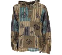 GURU SHOP Camicia da yoga, camicia Goa, pezzo unico, felpa patchwork, leggera, per il tempo libero, da uomo, in cotone, abbigliamento alternativo