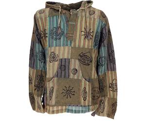 GURU SHOP Camicia da yoga, camicia Goa, unica, patchwork, leggera, per il tempo libero, da uomo, verde, XL