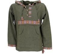 GURU SHOP Camicia da yoga, goa, etnica, con cappuccio, verde, verde, S