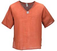 GURU SHOP Camicia da yoga, in cotone, leggera, per il tempo libero, a maniche corte, da uomo, Arancio ruggine, M