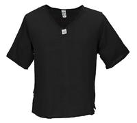 GURU SHOP Camicia da yoga, in cotone, leggera, per il tempo libero, a maniche corte, da uomo, in cotone, Nero , L