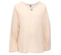 GURU SHOP Camicia da yoga, in cotone, leggera, per il tempo libero, a maniche lunghe, da uomo, bianco naturale, L