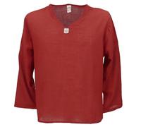 GURU SHOP Camicia da yoga, in cotone, leggera, per il tempo libero, a maniche lunghe, da uomo, Colore: rosso, XXL