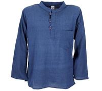 GURU SHOP, Camicia Nepal da Pescatore, Camicia Goa Hippie, Camicia Yoga, Camicia Casual, Blu Turchese, Cotone, Dimensione Indumenti:L, Camicie