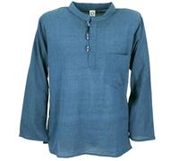 GURU SHOP, Camicia Nepal da Pescatore, Camicia Goa Hippie, Camicia Yoga, Camicia Casual, Blu Turchese, Cotone, Dimensione Indumenti:M, Camicie