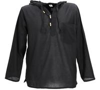 Guru-Shop, Camicia Nepal, Felpa Goa Hippie, Yogashirt, Nera, Cotone, Dimensione Indumenti:XXL, Camicie