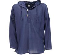 Guru-Shop, Camicia Nepal, Goa Hippie Felpa, Blu, Dicotone, Dimensione Indumenti:S, Camicie da Uomo
