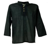 GURU-SHOP, Camicia Yoga, Camicia Goa Nera, Nero, Cotone, Dimensione Indumenti:XL, Camicie da Uomo