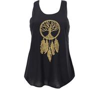 Guru-Shop, Canottiera con Stampa Etnica Dreamcatcher, Albero Della Vita Marrone/nero, Sintetico, Dimensione Indumenti:38, Magliette top