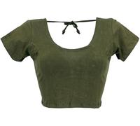 GURU SHOP Choli Top Corto Goa-Chic Donna Sintetico, verde oliva, 44